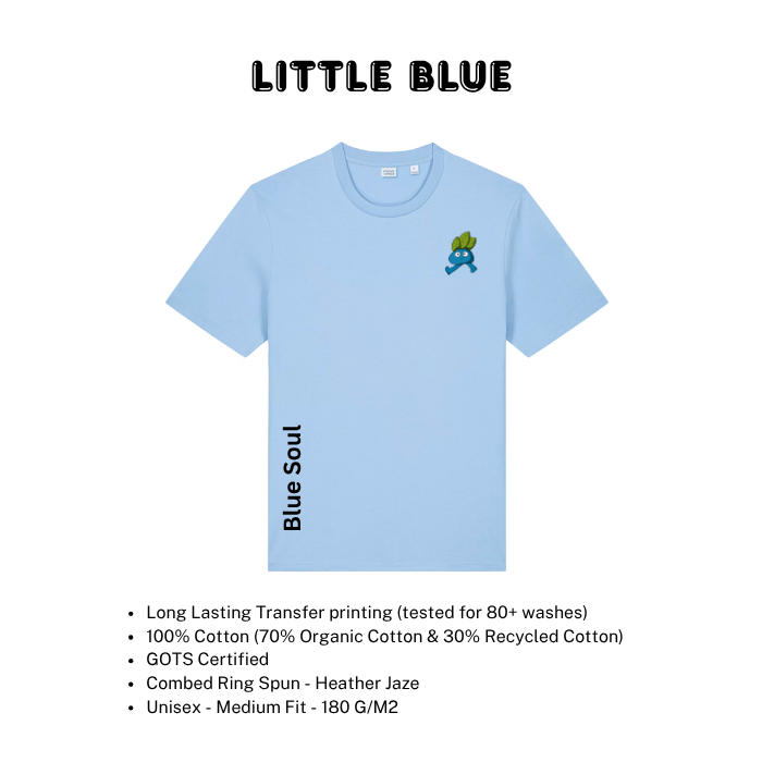 Adult Graphic Organic Cotton T-Shirt – Little Blue – Hey Rik