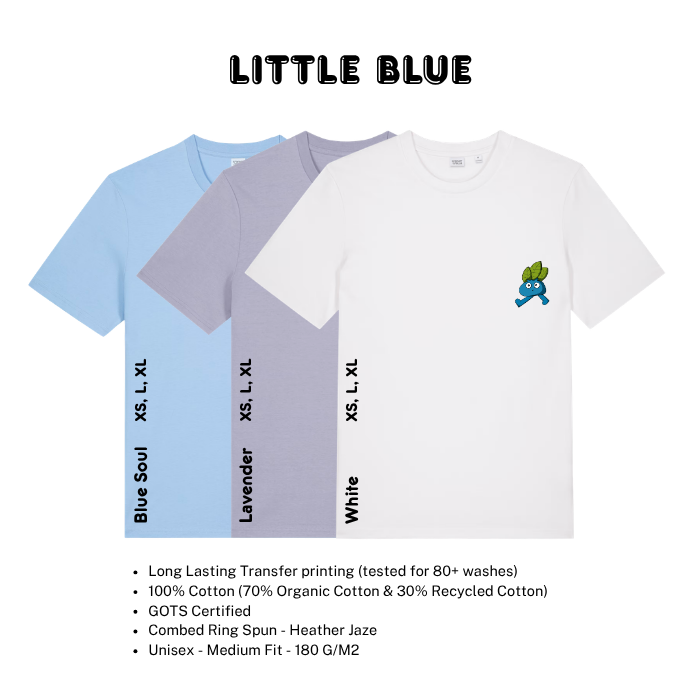 Adult Graphic Organic Cotton T-Shirt – Little Blue – Hey Rik