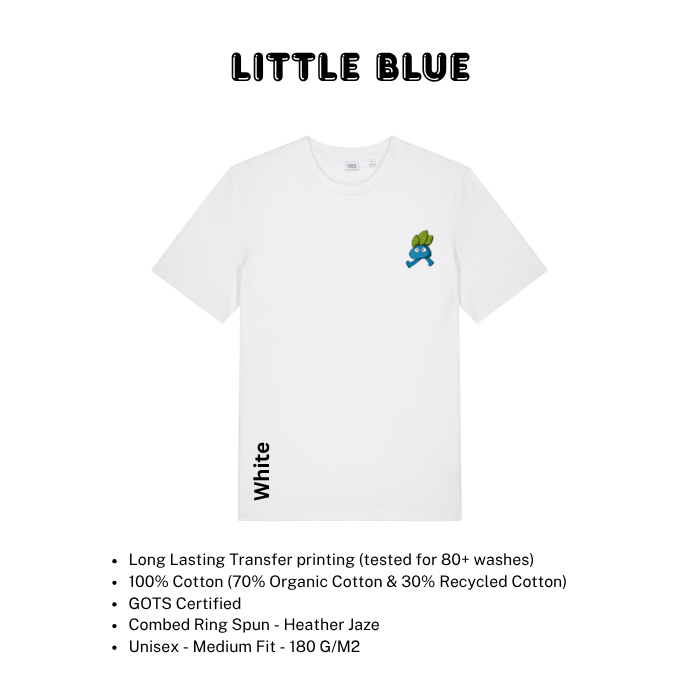 Adult Graphic Organic Cotton T-Shirt – Little Blue – Hey Rik