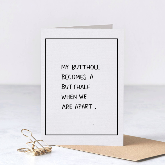 Butt Half Card – Funny Relationship Love Card – Greta Jane Paper Co