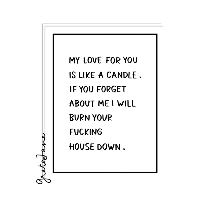 Candle Card – Funny Romantic Greeting Card – Greta Jane Paper Co