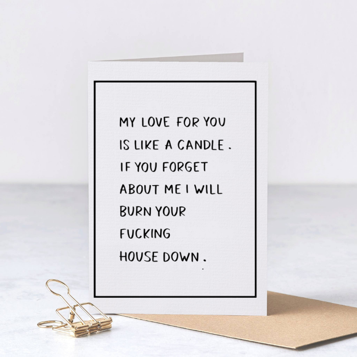 Candle Card – Funny Romantic Greeting Card – Greta Jane Paper Co