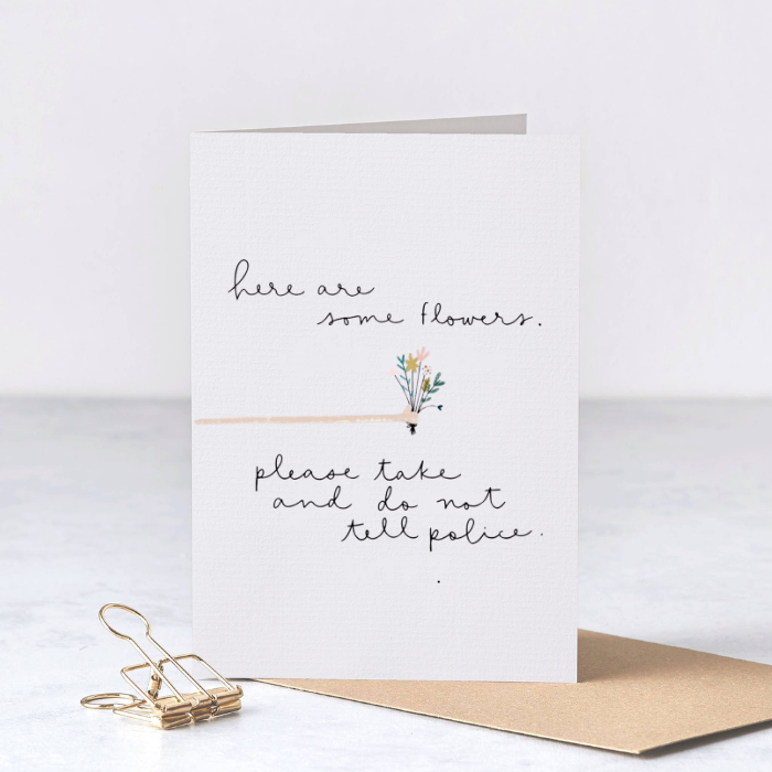 Flowers Card – Funny Minimal Love Greeting Card – Greta Jane Paper Co