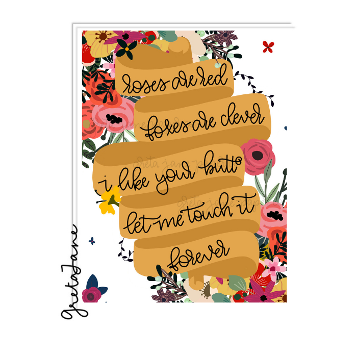 Roses Are Red Greeting Card – Quirky Poem Card – Greta Jane Paper Co
