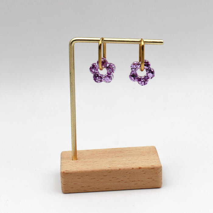 Mini Resin Flower Oval Creoles Hoop Earring - L’Atelier Nounille