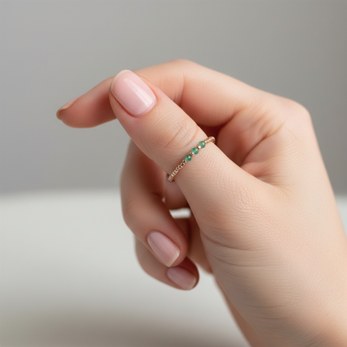 Elastic Beaded Ring - Mini Trio Stackable - Rose Gold 2mm – Natasas Accessoires