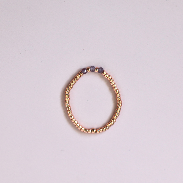 Elastic Beaded Ring - Mini Trio Stackable - Rose Gold 2mm – Natasas Accessoires