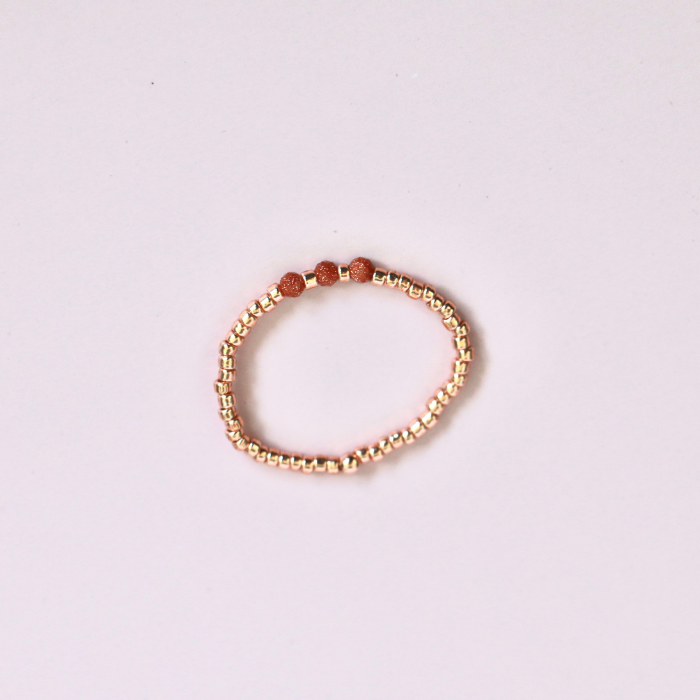 Elastic Beaded Ring - Mini Trio Stackable - Rose Gold 2mm – Natasas Accessoires