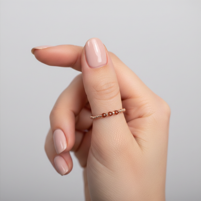 Elastic Beaded Ring - Mini Trio Stackable - Rose Gold 2mm – Natasas Accessoires