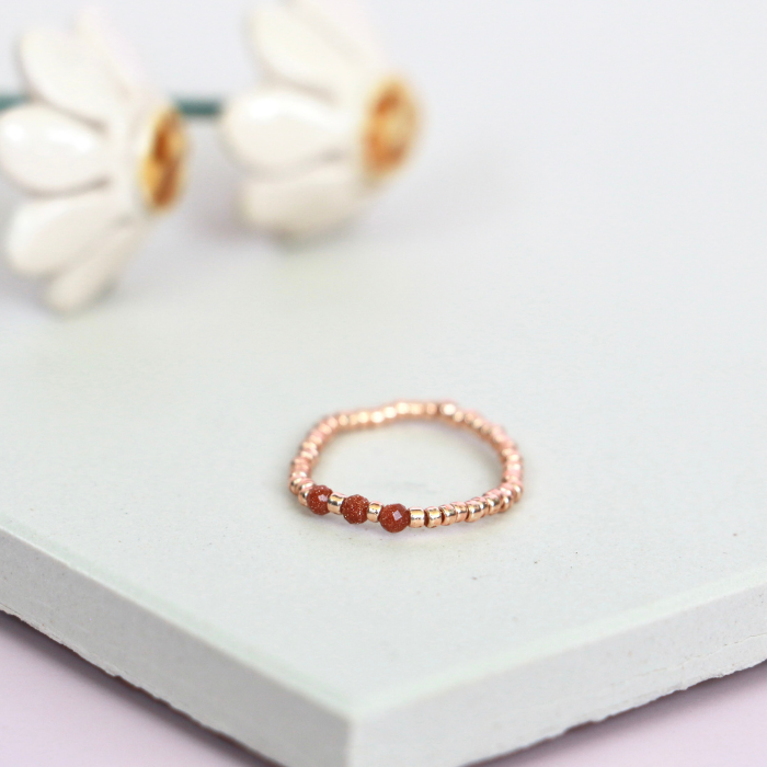 Elastic Beaded Ring - Mini Trio Stackable - Rose Gold 2mm – Natasas Accessoires