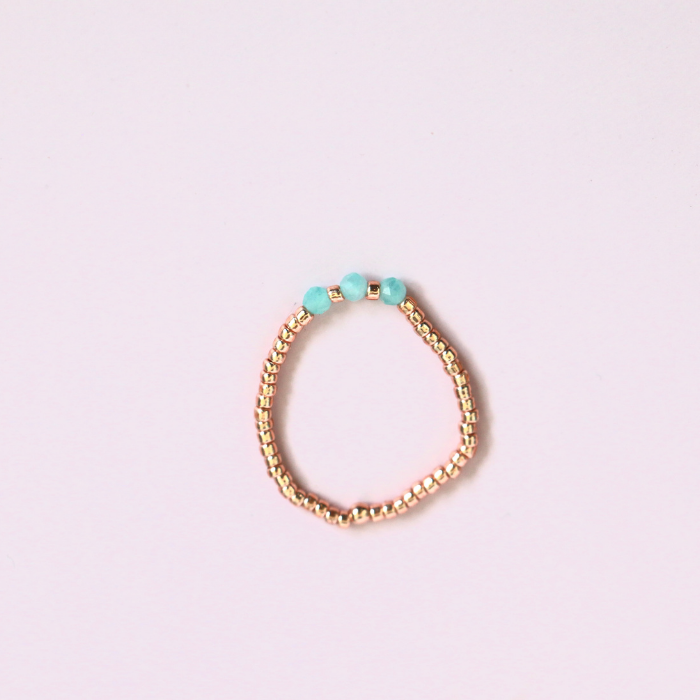 Elastic Beaded Ring - Mini Trio Stackable - Rose Gold 2mm – Natasas Accessoires