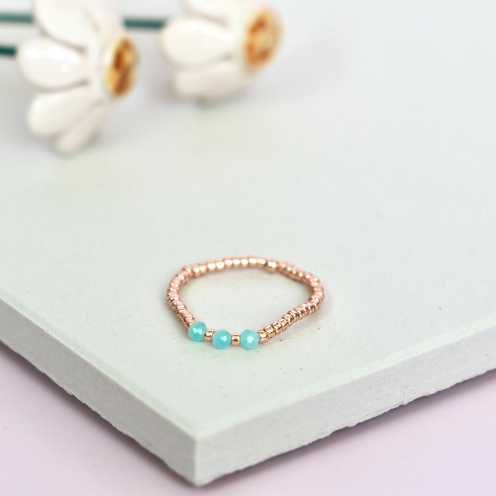 Elastic Beaded Ring - Mini Trio Stackable - Rose Gold 2mm – Natasas Accessoires