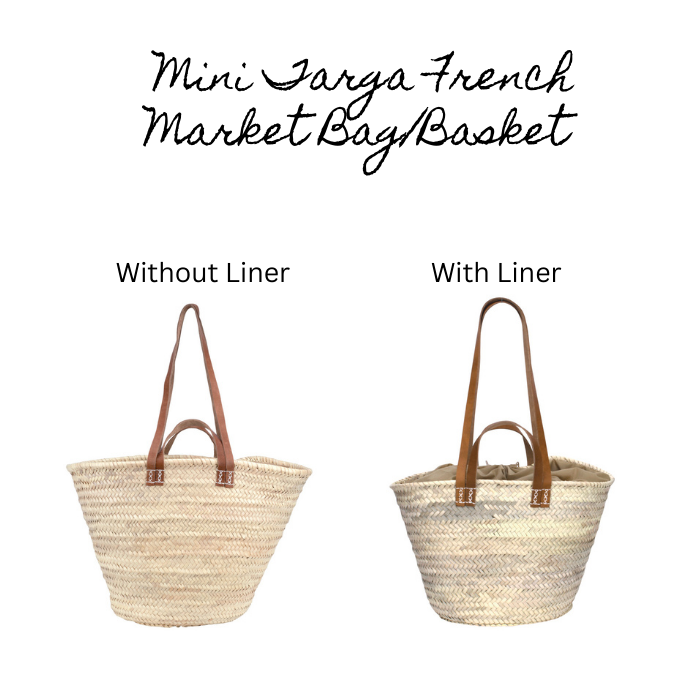 Mini Targa Straw French Market Bag/Basket – With or Without Liner – Bagatelle France