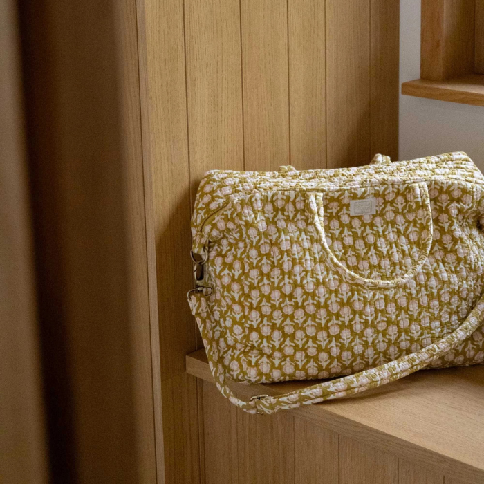 Isha Olive - Quilted Cotton Weekender Cabas Bag – Bonheur du Jour
