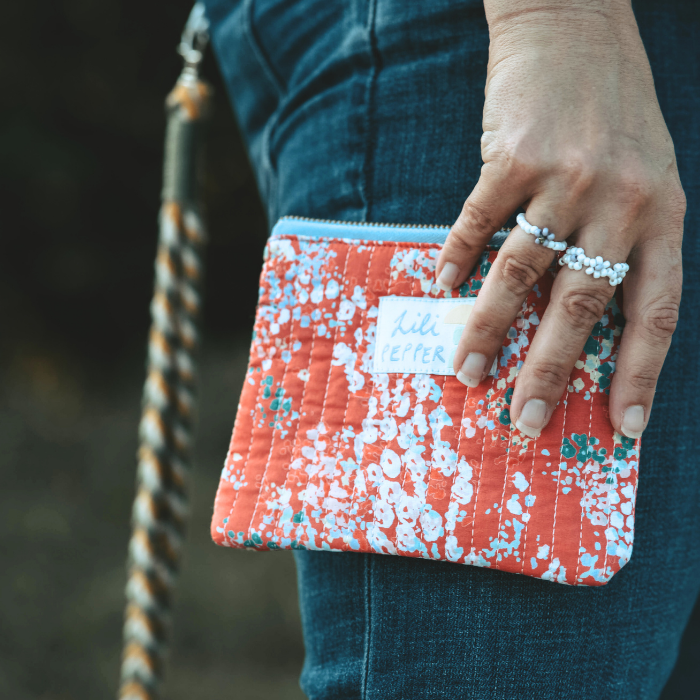 Flowers Light Red - Mini Quilted Pouch – Lili Pepper
