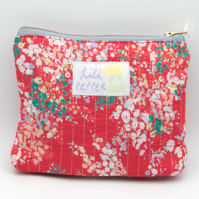 Flowers Light Red - Mini Quilted Pouch – Lili Pepper