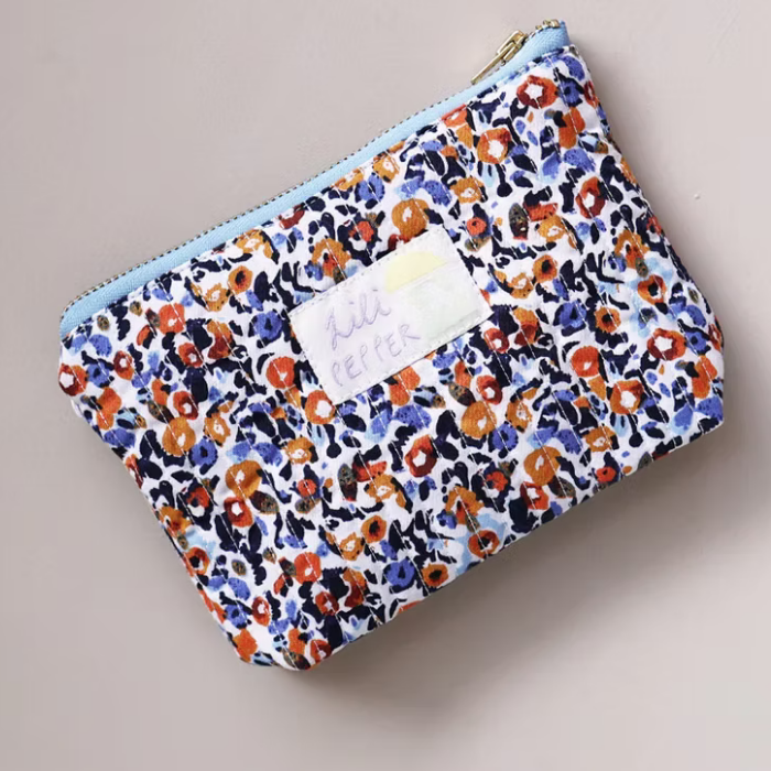 Flower Tangerine - Mini Quilted Pouch – Lili Pepper