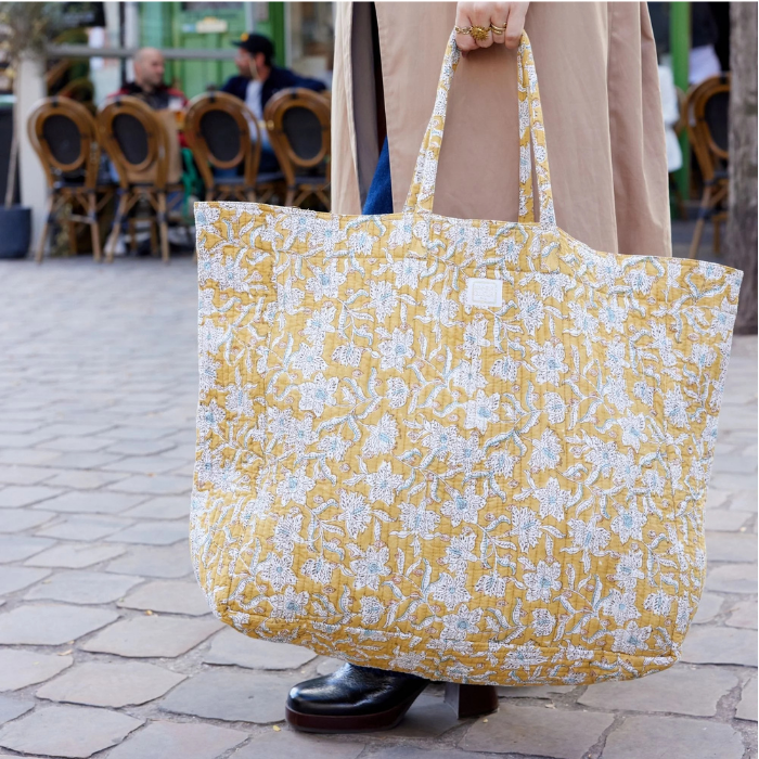 Lotus Absinthe - Quilted Cotton Shopper Bag – Bonheur du Jour