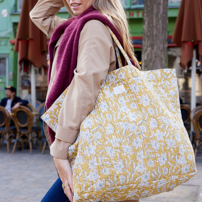 Lotus Absinthe - Quilted Cotton Shopper Bag – Bonheur du Jour