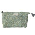 Arushi Blue/Green - Cotton Quilted Toiletry Bag/Pouch – Bonheur du Jour