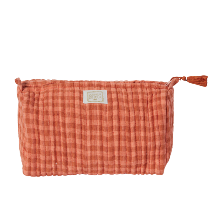 Vichy Rose - Cotton Quilted Toiletry Bag/Pouch – Bonheur du Jour