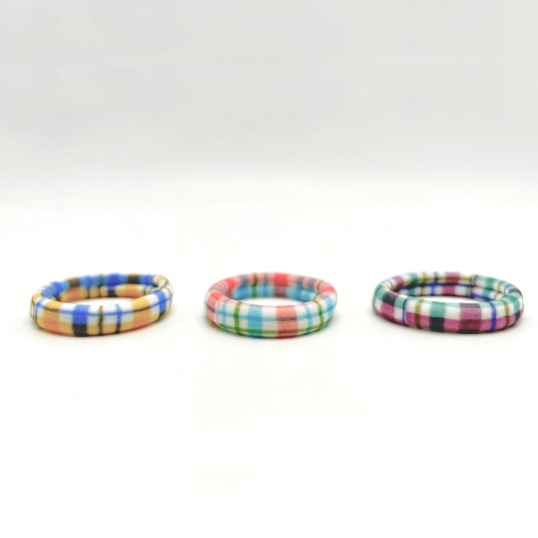 Nylon Hair Ties (Set of 3) - Gingham Light - Little Moi Co