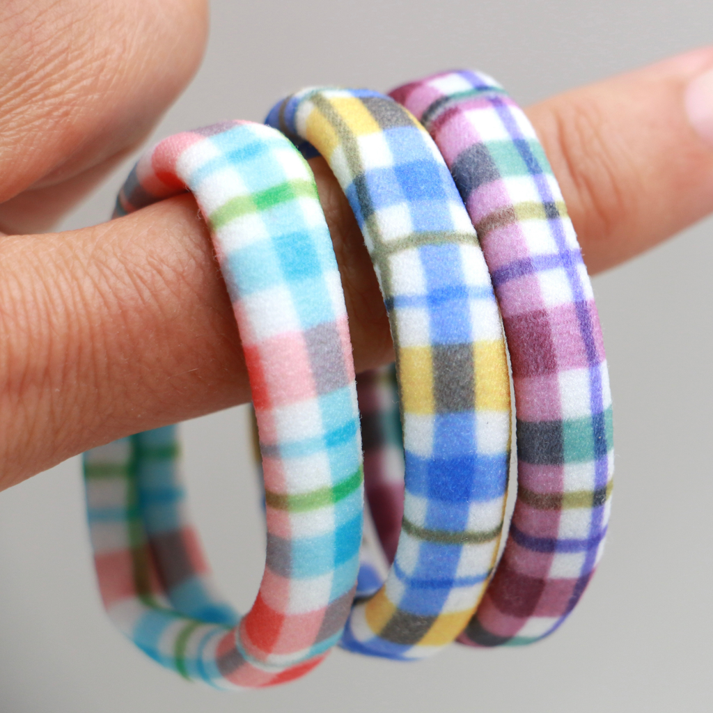 Nylon Hair Ties (Set of 3) - Gingham Light - Little Moi Co