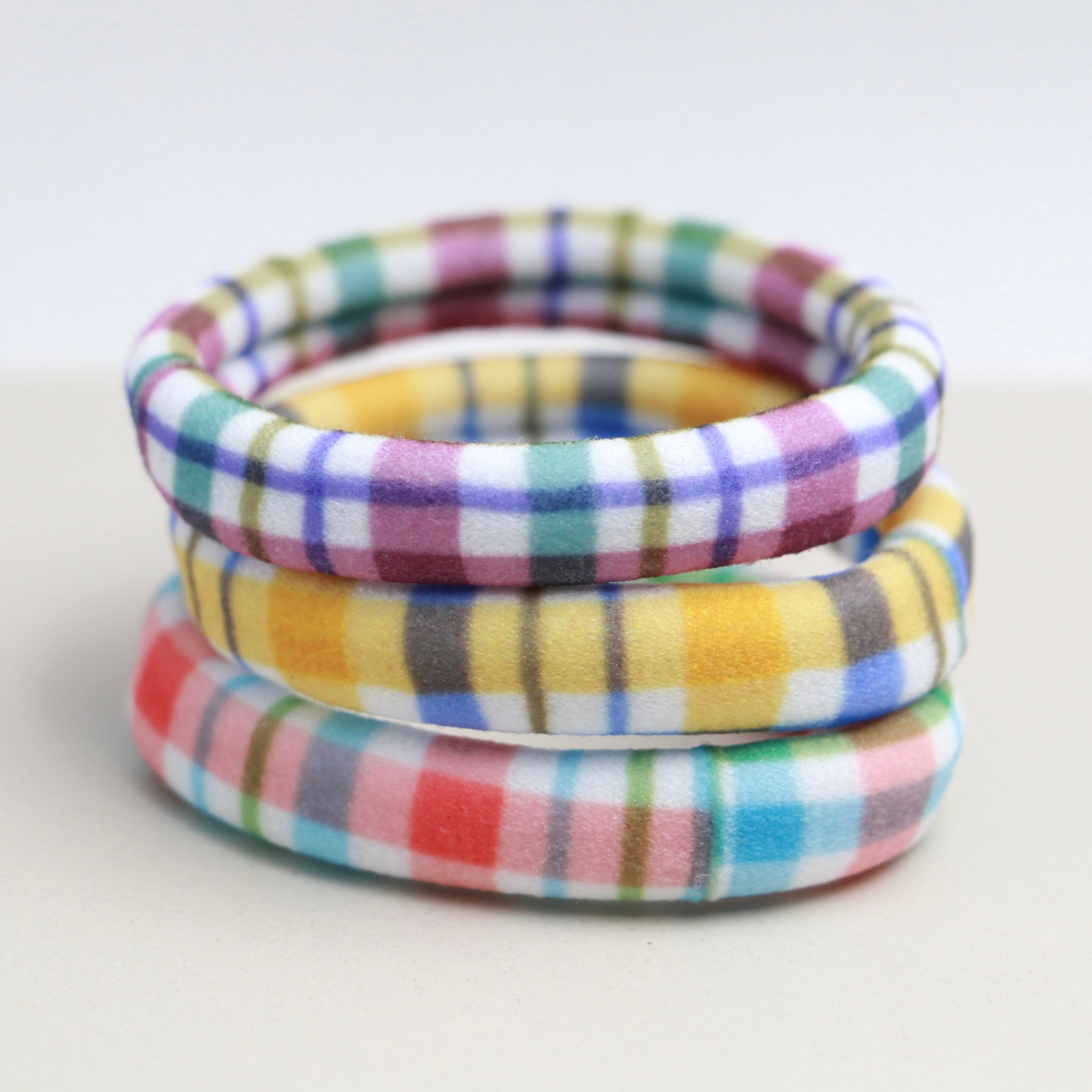 Nylon Hair Ties (Set of 3) - Gingham Light - Little Moi Co