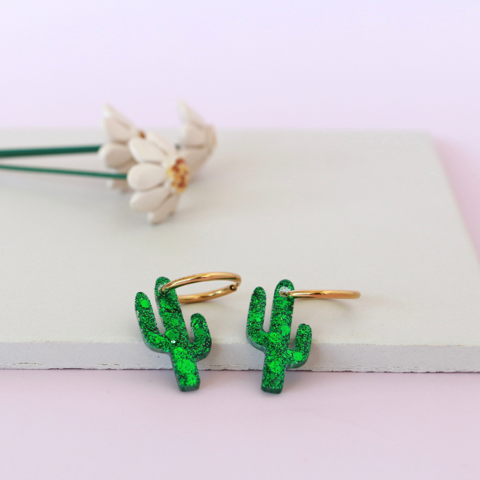 Cactus Resin Creoles Hoop Earring - L’Atelier Nounille