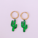 Cactus Resin Creoles Hoop Earring - L’Atelier Nounille