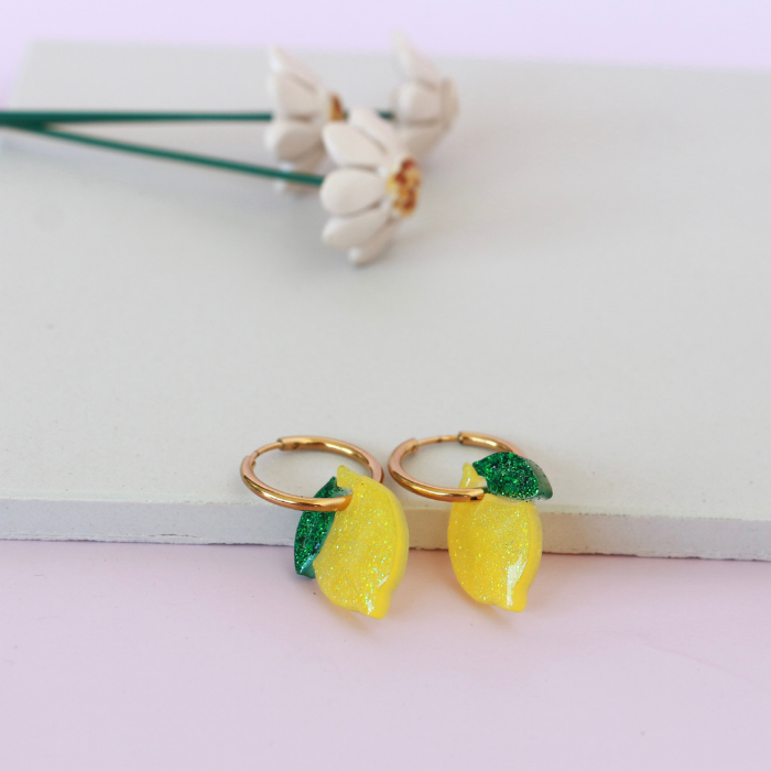 Lemon Resin Creoles Hoop Earring - L’Atelier Nounille