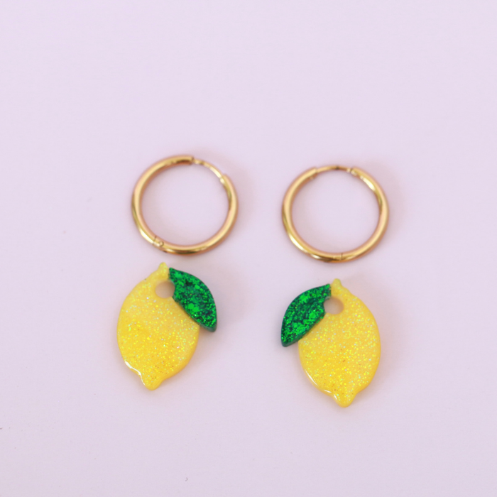 Lemon Resin Creoles Hoop Earring - L’Atelier Nounille