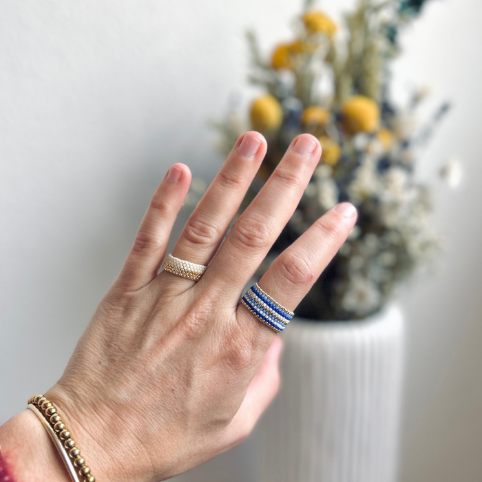 Rose Japanese Seed Bead Ring – Handmade by Yang