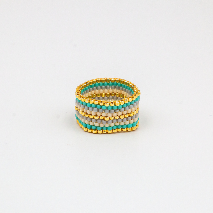 Rose Japanese Seed Bead Ring – Handmade by Yang