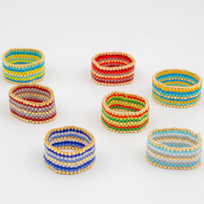 Rose Japanese Seed Bead Ring – Handmade by Yang
