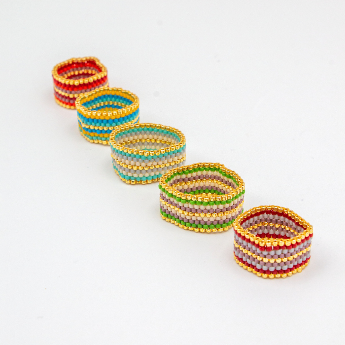 Rose Japanese Seed Bead Ring – Handmade by Yang
