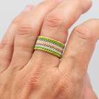 Rose Japanese Seed Bead Ring – Handmade by Yang