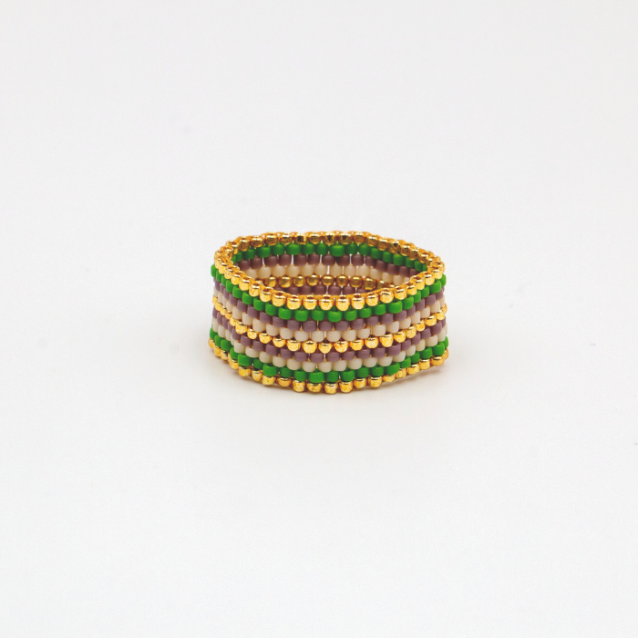 Rose Japanese Seed Bead Ring – Handmade by Yang