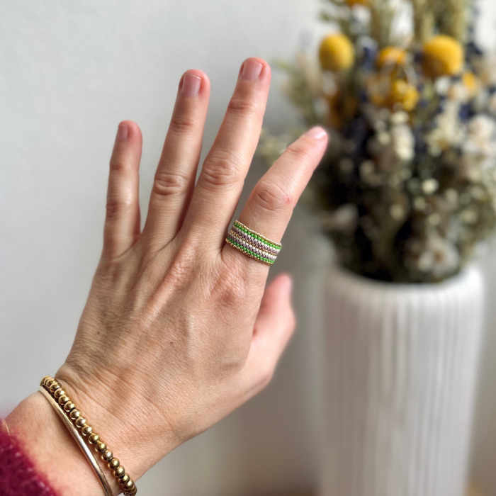 Rose Japanese Seed Bead Ring – Handmade by Yang