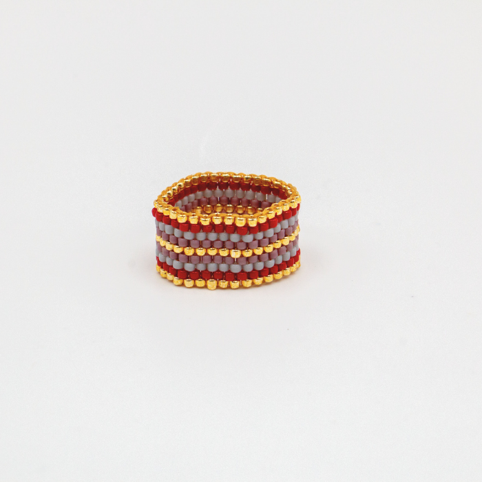 Rose Japanese Seed Bead Ring – Handmade by Yang