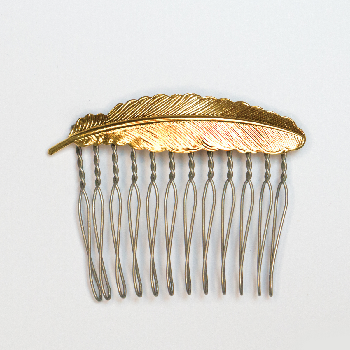 Small Floating Feather Hair Comb – Brass Hair Accessories - Cinder & Sage