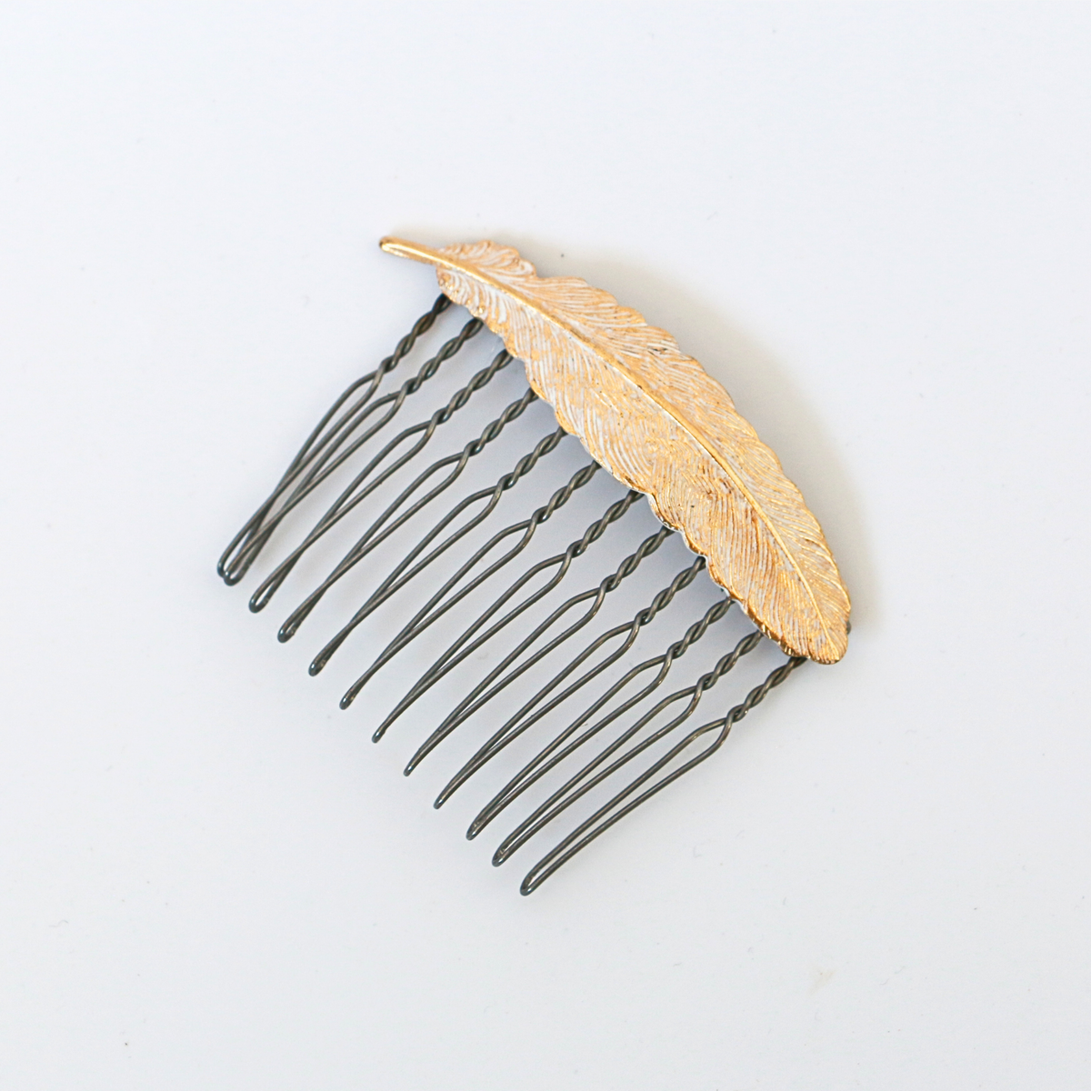 Small Floating Feather Hair Comb – Brass Hair Accessories - Cinder & Sage