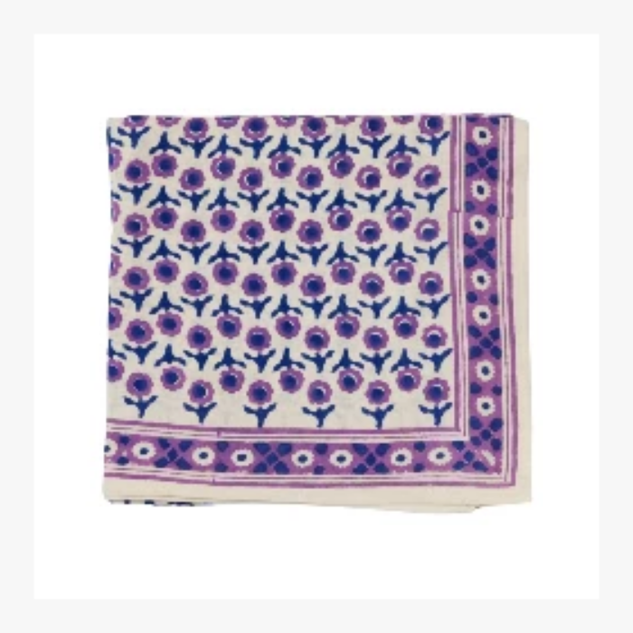 Isha Cassis - Large Square Cotton Bandana Block Print Scarf  – Bonheur du Jour