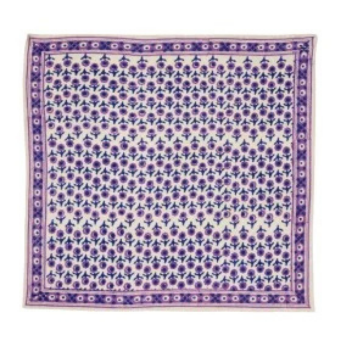 Isha Cassis - Large Square Cotton Bandana Block Print Scarf  – Bonheur du Jour