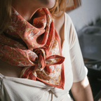 Miraj Rosewood - Large Square Cotton Bandana Block Print Scarf  – Bonheur du Jour