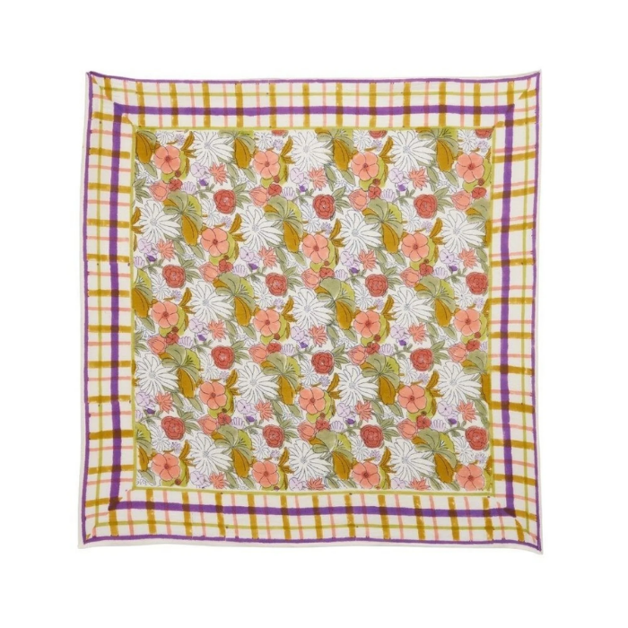 Magic Garden Violine - Large Square Cotton Bandana Block Print Scarf  – Bonheur du Jour