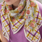 Magic Garden Violine - Large Square Cotton Bandana Block Print Scarf  – Bonheur du Jour