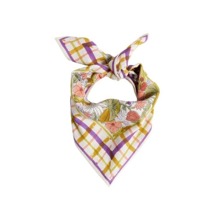 Magic Garden Violine - Large Square Cotton Bandana Block Print Scarf  – Bonheur du Jour