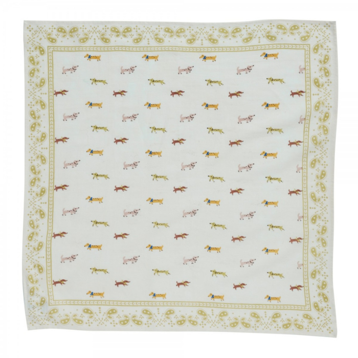 Dachshund - Small Square Cotton Bandana Block Print Scarf  – Bonheur du Jour