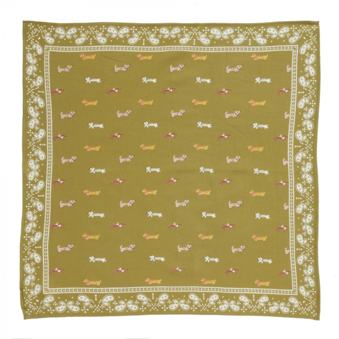 Dachshund - Small Square Cotton Bandana Block Print Scarf  – Bonheur du Jour